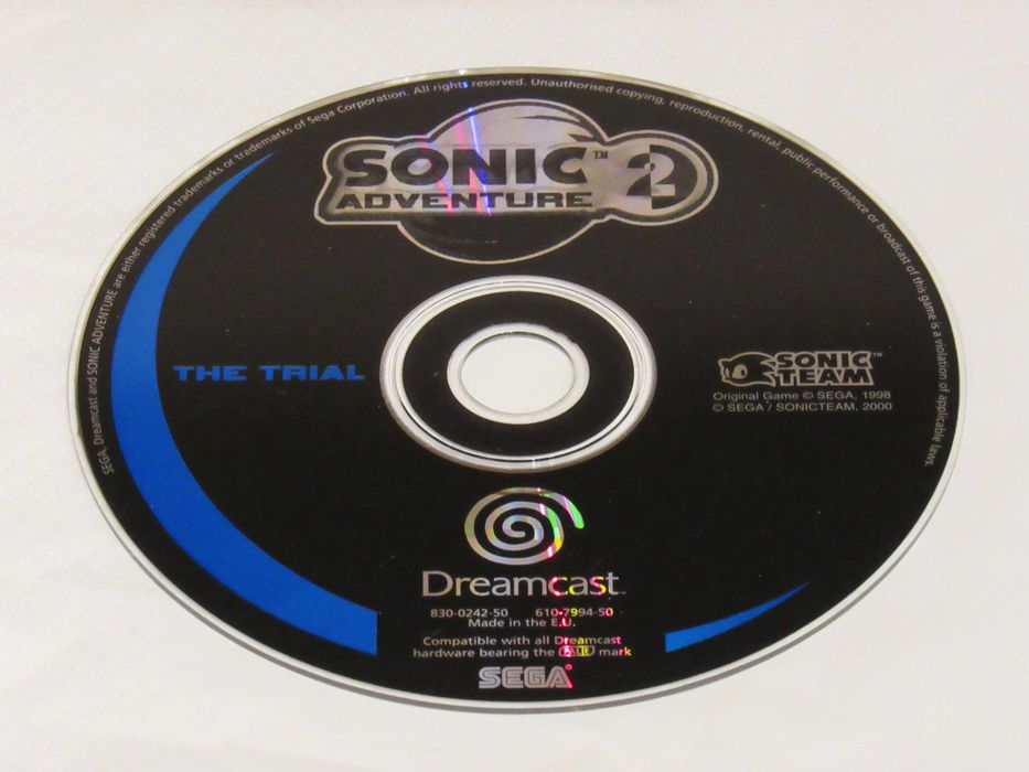 Demo Sega Dreamcast Sonic Adventure 2 The Trial só disco