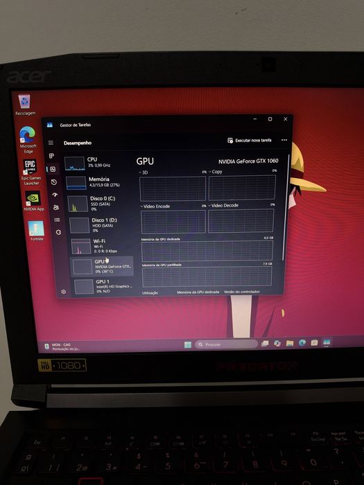 Portátil Gaming Acer Predator - GTX 1060