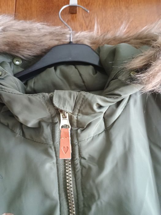 Zimowa Kurtka dziewczęca 158 zielona