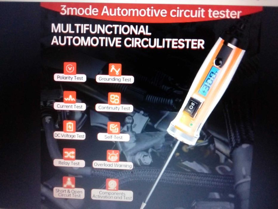 caneta de teste de circuito automovel com 3 funçoes