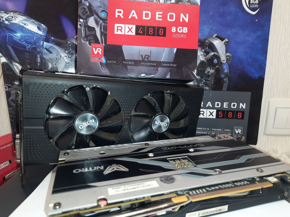 Видеокарта б\у SAPPHIRE RX480 8GB холодные отличное состояние