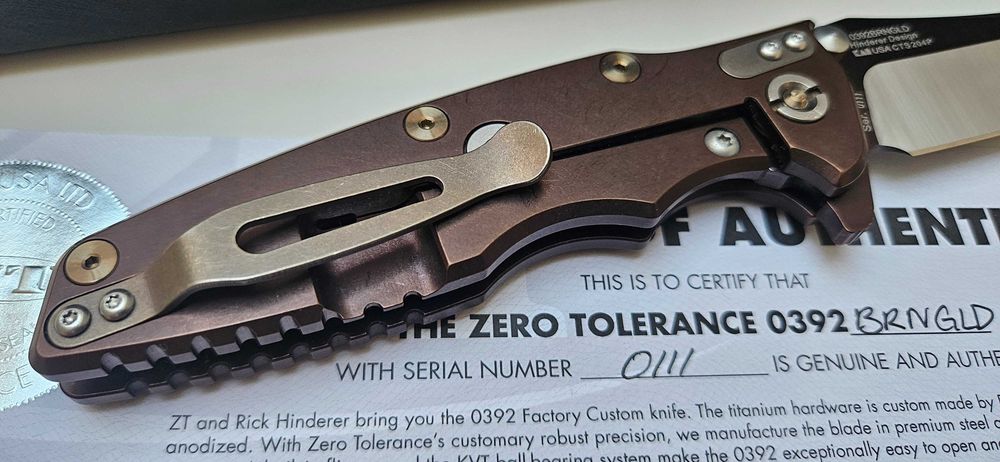 Nóż Zero Tolerance ZT0392BRNGLD Limited Edition Factory Custom Rick Hinderer Wrocław