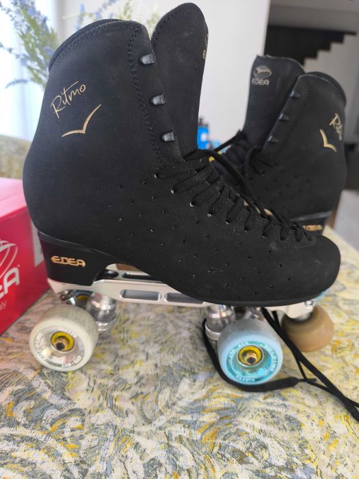 Patins Competição Patinagem Artística EDEA Ritmo Fredom Preto 280 + Chassis Mistral + Travões RollLine + Rodas Giotto + Rolamentos Abec9 + Saco