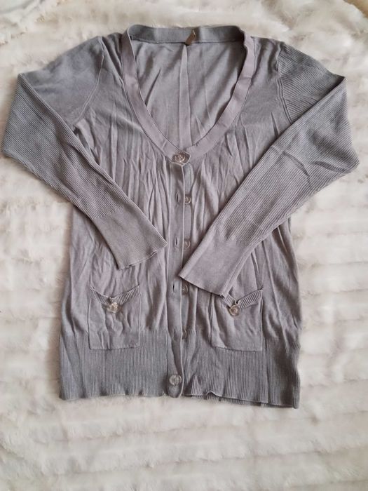 Sweter, bluzka szara zapinana