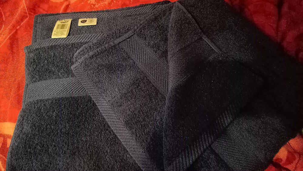 NOWE Dwa ręczniki bawełna 100%, frotte, granat, rozm.70x140
