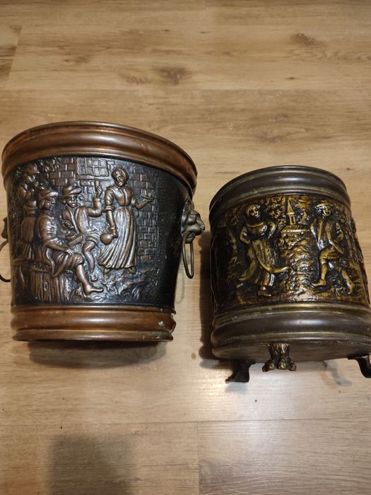 Miedziane donice osłonki na kwiaty 2 sztuki