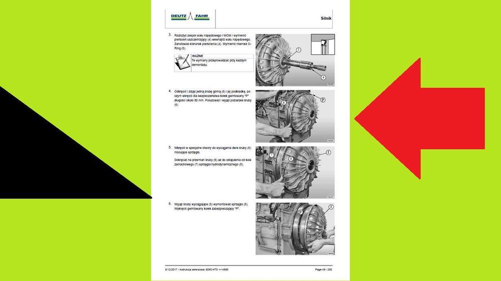 DEUTZ FAHR 6040, C9205 TS, C 6205 Warsztatowa Instrukcja napraw J.POL!