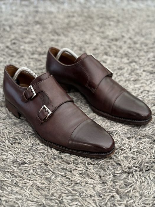 GRAVATI Mens Black Leather Derby Shoes size 7  41 26.5 см