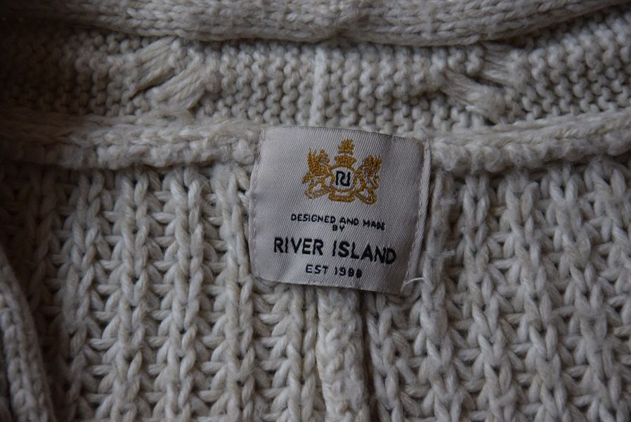 RIVER ISLAND sweter, kardigan, narzutka warkocze oversize M-L
