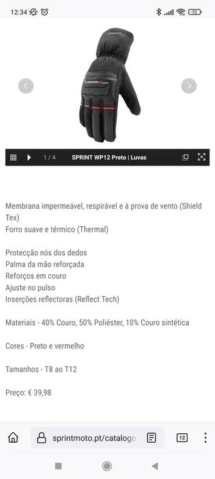 Luvas impermeáveis sprint