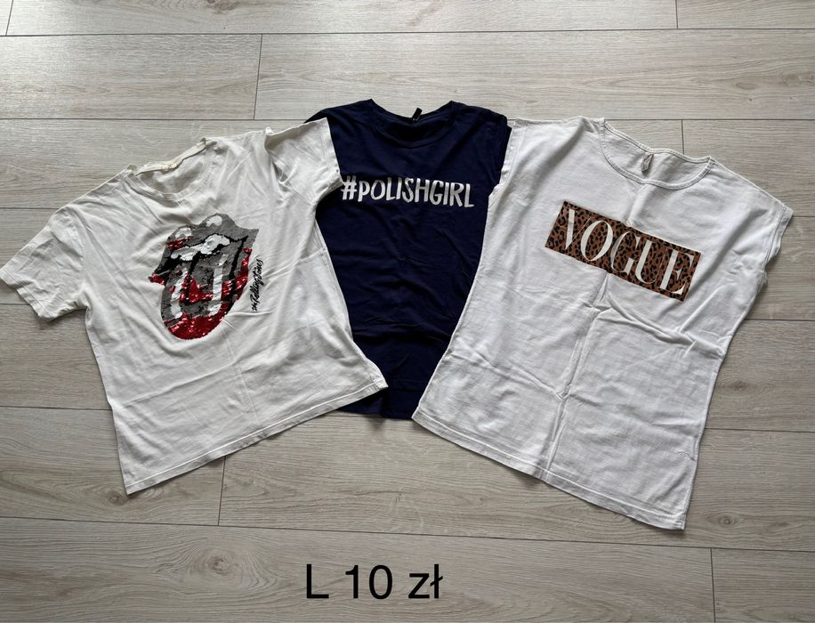Trzy koszulki damskie L