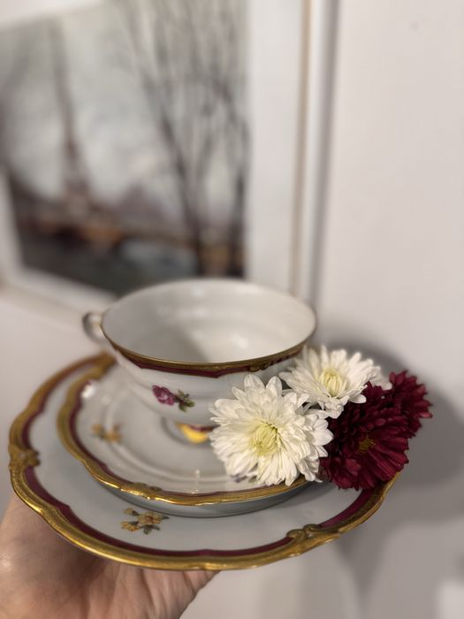 Вінтажна трійка, Німеччина. Чашка, блюдце, тарілка