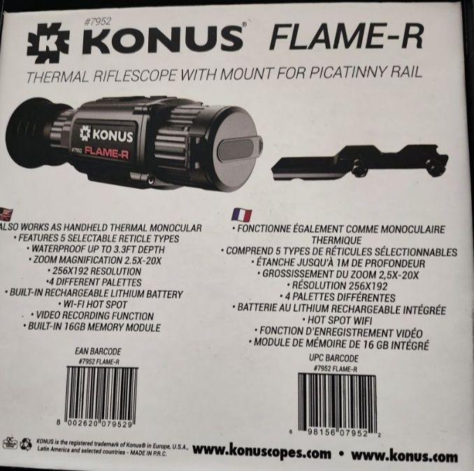 Тактичний тепловізійний прилад Konus Flame-R | Матриця 256х192 px, зум