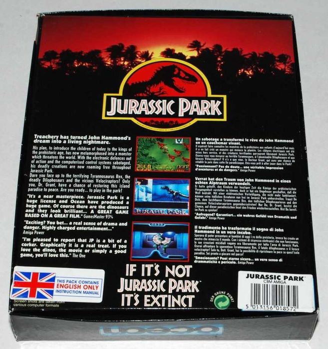 Zabytkowa klasyczna gra na Amigę - Jurasic Park - idealna