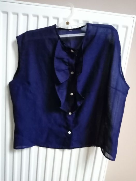 Elegancka bluzka mgiełka niebieska granatowa XL /XXL