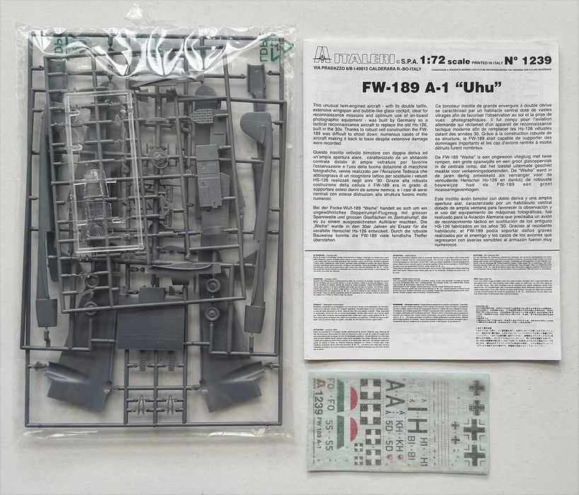 Italieri_FW-189 A-1 “UHU” (Eule). Esc.1:72. Completo e como novo.