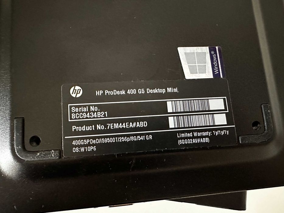 Міні ПК HP ProDesk 400 G5 і5-9500Т RAM 8GB SSD 250GB