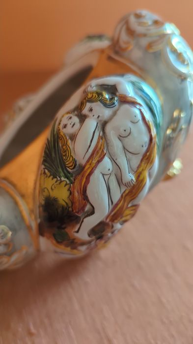 Magnífica antiga boleira/bomboneira cerâmica de Alcobaça
