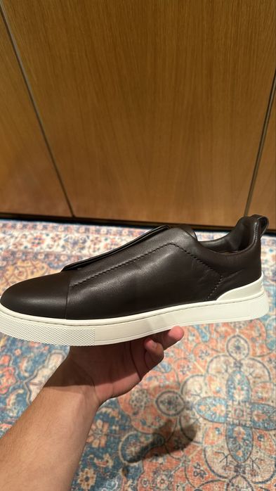 Tenis Zegna Triple Stitch Second Slin 43eu marrom