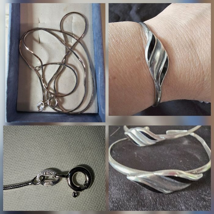 Браслет цепочка серебро 925 Винтаж эмаль почернение