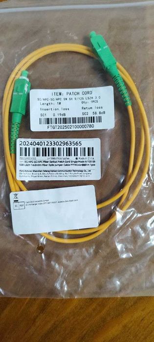 Patch cord Fibra Cabo Fio Vodafone Nos Meo Uzo Woo Amigo Nowo Jumper