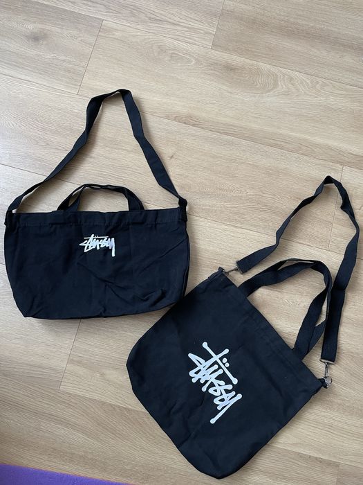 Шопер stussy чорний тканинний