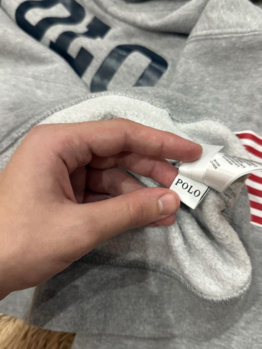 Серая кофта худи polo ralph lauren big logo поло ральф лорен оригинал