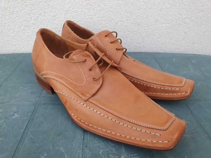 Buty skórzane WOJAS 44 / nowe / brązowe / koniakowe