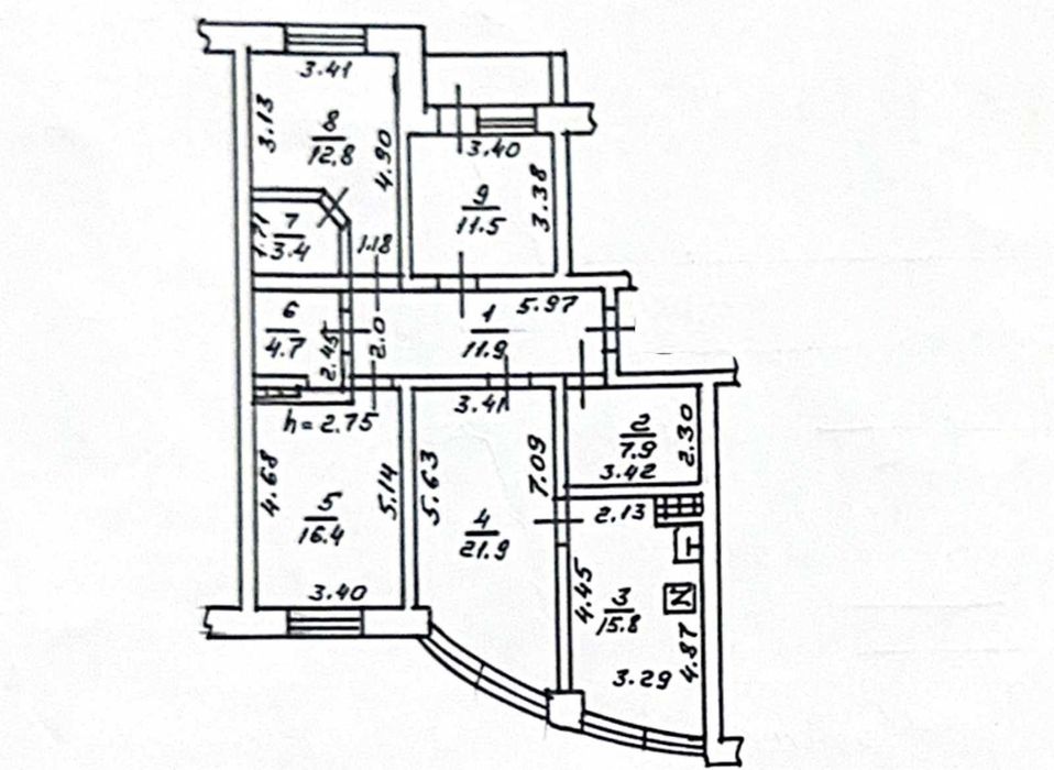 Трехкомнатная квартира и кухня 38м, ЖК "Звездный Городок", Армейская