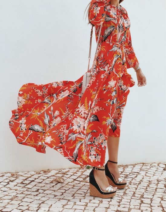 Vestido comprido florido Diane Von Furstenberg