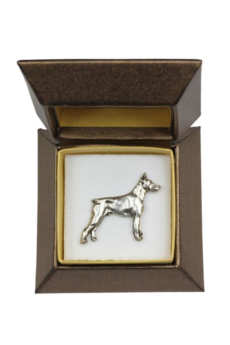 Doberman pin posrebrzony w pudełku Art-Dog