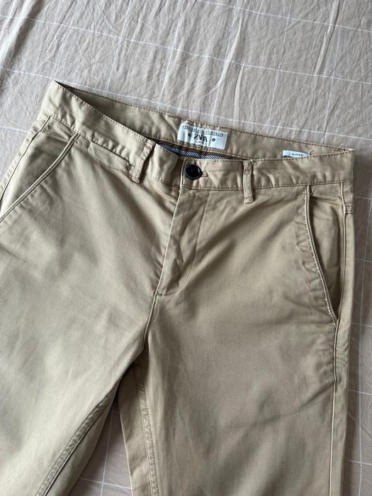 Zara Chino Trouser Slim Fit EUR 38 beżowe chinosy spodnie casual smart office basic
