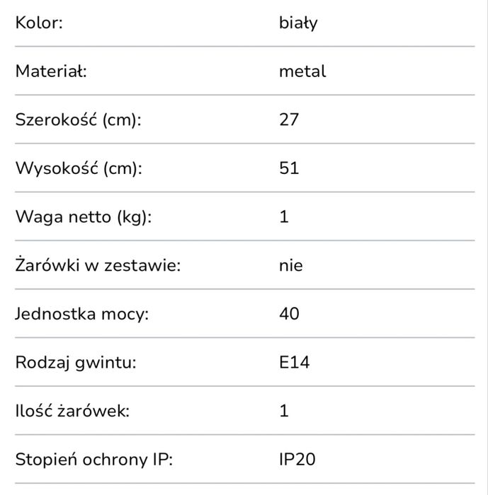 Kinkiet oyoy design kasa biały