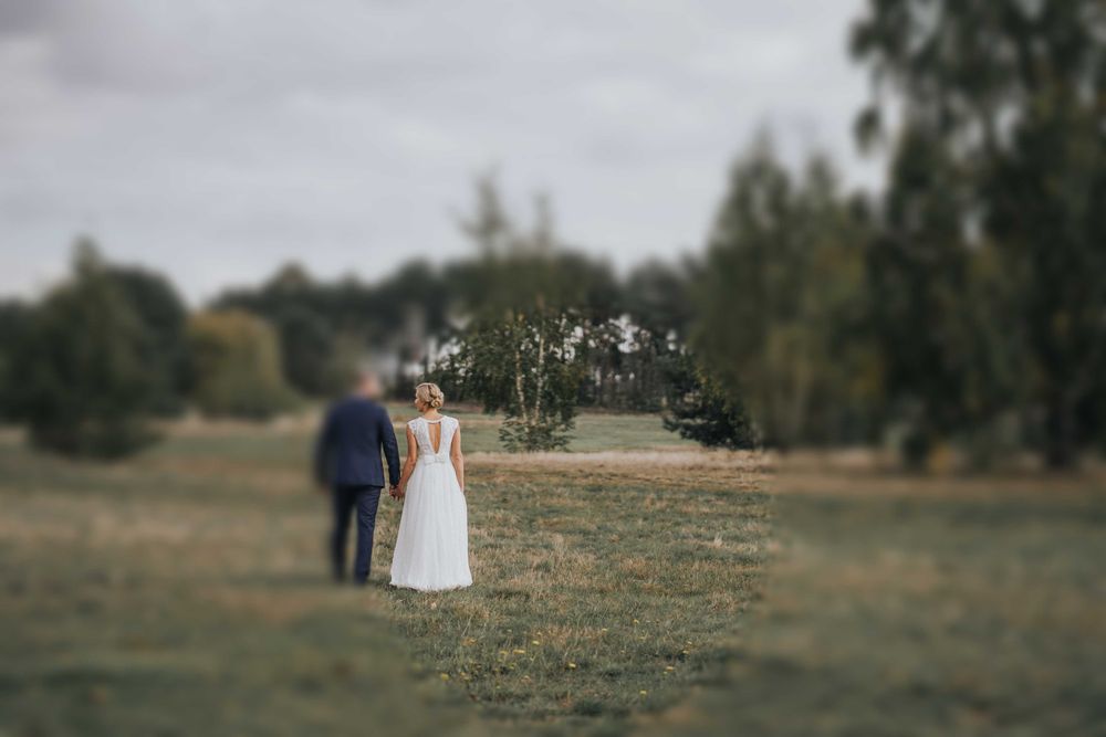 Piękna, muślinowa suknia ślubna