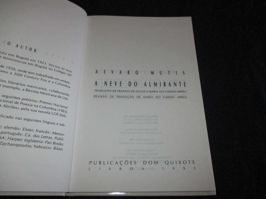 Livro A Neve do Almirante Álvaro Mutis Ficção Universal