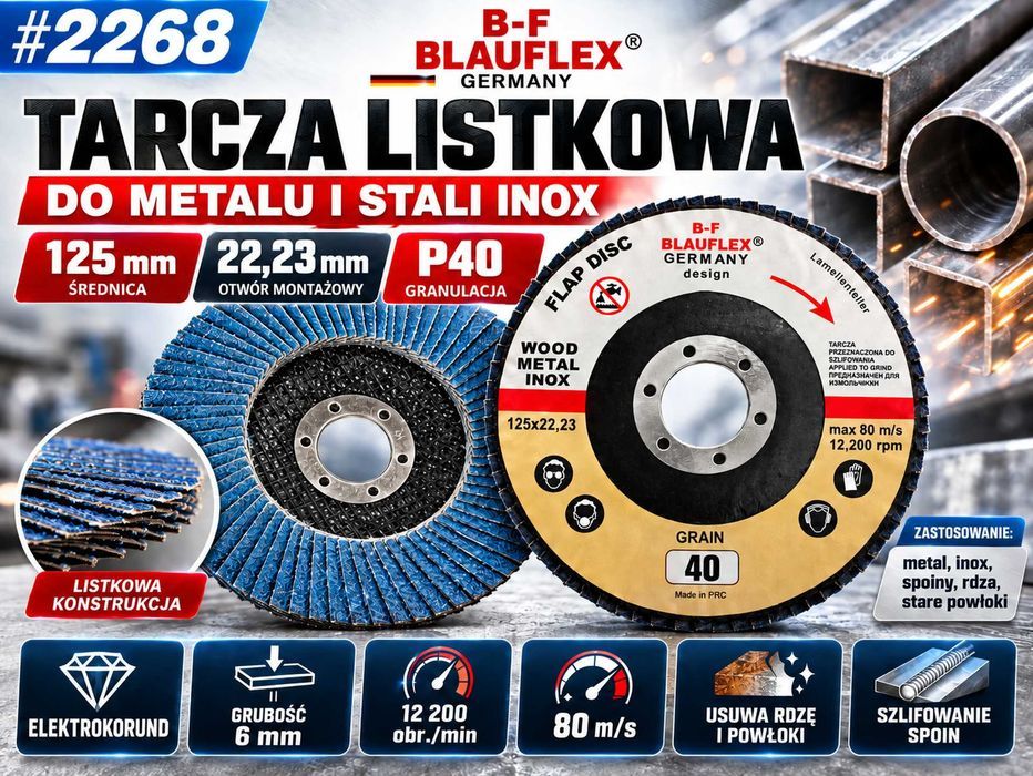 100 sztuk Tarcza Listkowa do metalu i stali inox 125mm P40 lamelka p40 125mm lamelka 125mm tarcza listkowa inox 125mm tarcza listkowa do metalu