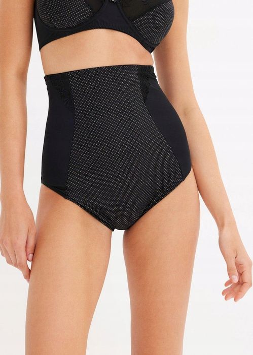 B.P.C. majtki modelujące wysoki stan czarne ze srebrnym połyskiem ^44