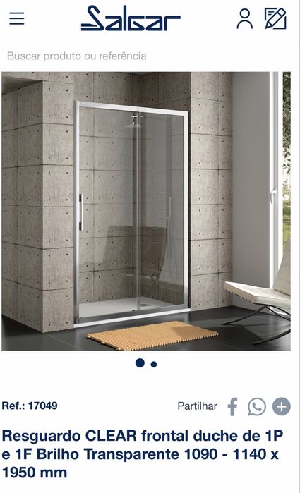 Resguardo de duche 1090 ate 1114 altura 1950cm