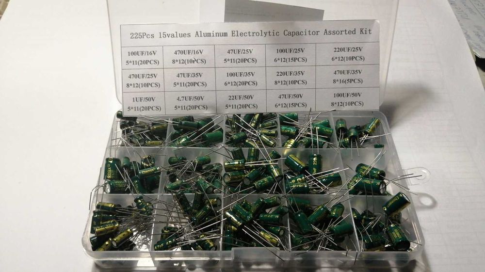набор электролитических конденсаторов 225-625 штук