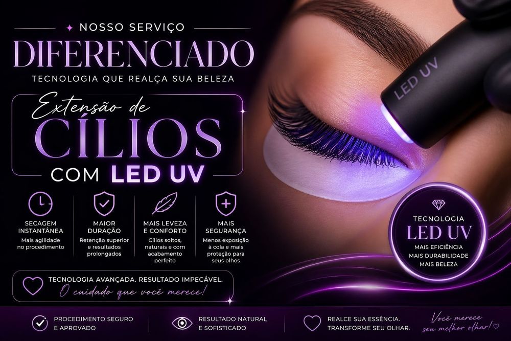 Extensão pestanas led uv ao domicílio
