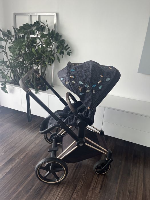 Cybex e-priam 4.0 gondola czarna lux, spacerowka jewels of nature