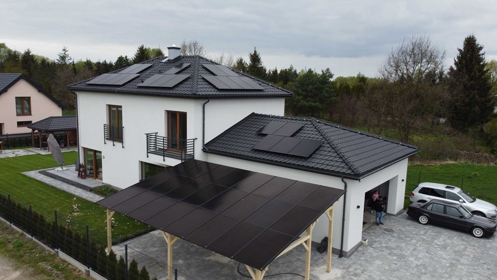 Carport Wiata fotowoltaiczna Altana 10,62 kWp DREWNIANA KVH OKAZJA