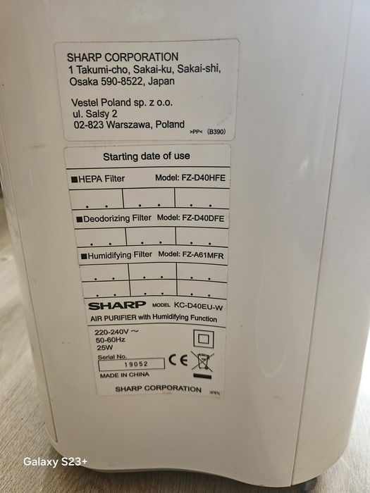 SHARP KC D40 EU Oczyszczacz Powietrza