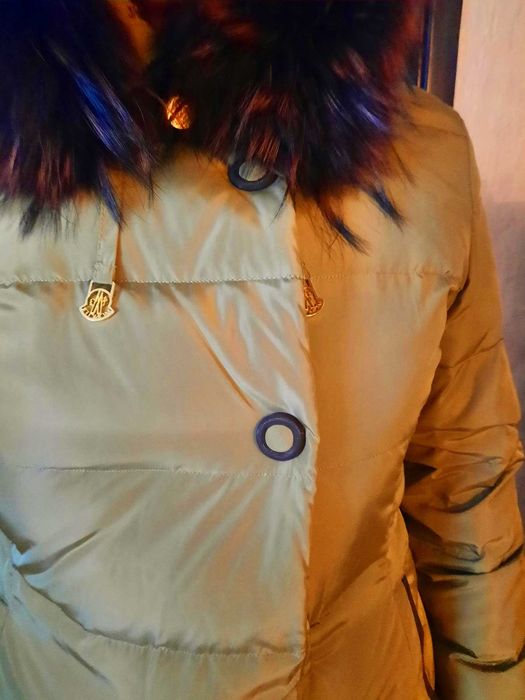 Пуховик Монклер новый, оливкового цвета, размер XL, натуральный пух