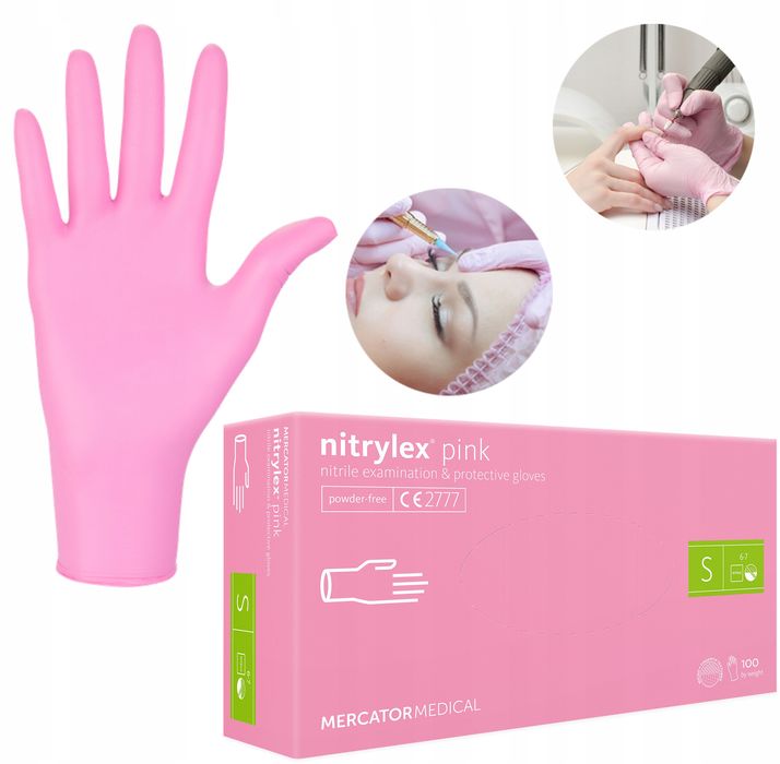Rękawice nitrylowe 100 szt. 7-s nitrylex pink