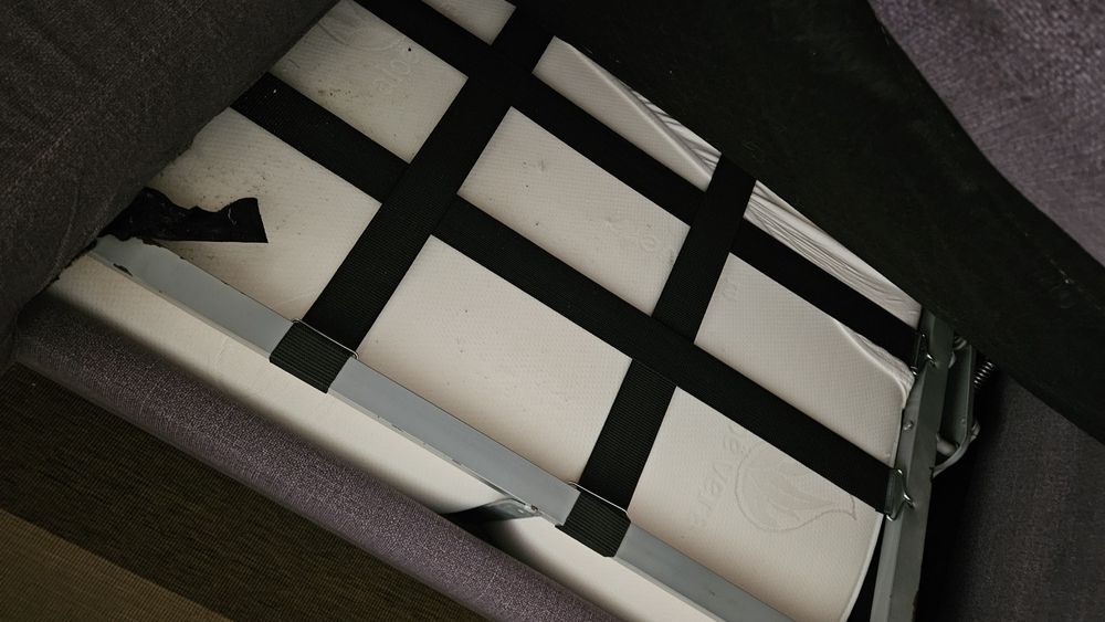 Sofá cama 3 lugares 190cm castanho-cinza mesclado