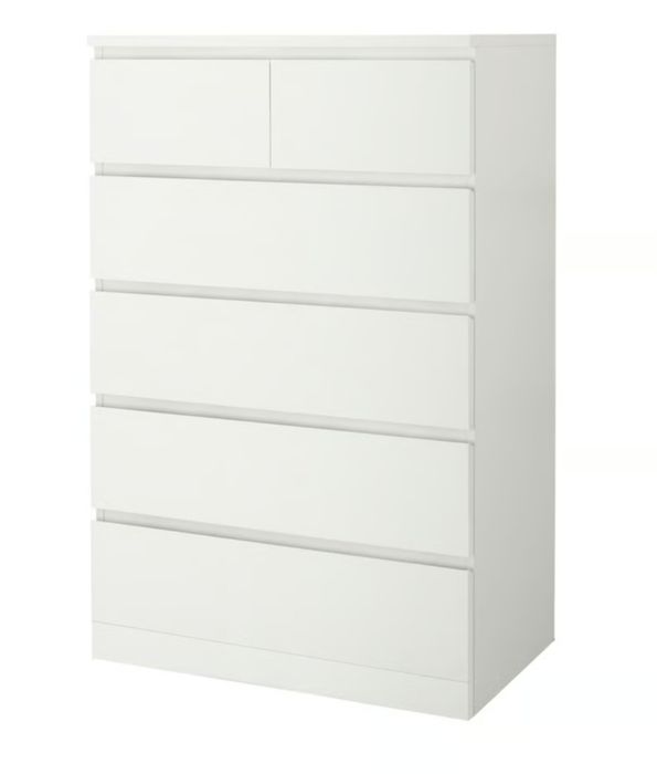MALM
Komoda, 6 szuflad, biały, 80x123 cm