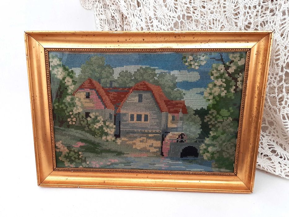 STARY OBRAZ gobelin , kilim , makata , haft - Szwecja