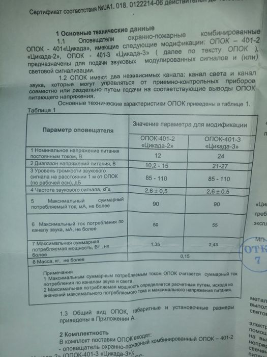 Оповещатель ОПОК 401-2 Цикада-2