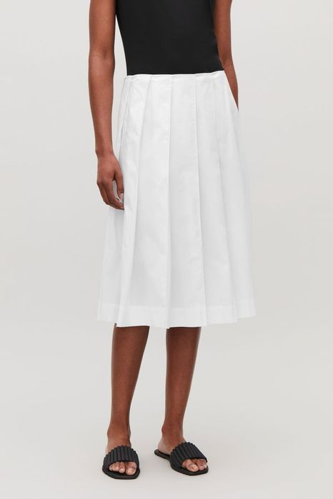 Cos біла спідниця юбка спідниця з бавовняно-попліну плісирована